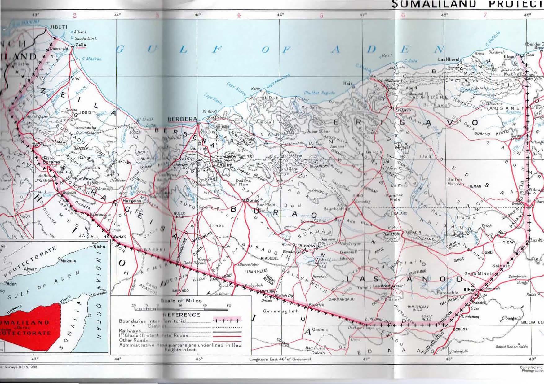Somaliland Map 1956 Somaliland Map 1956